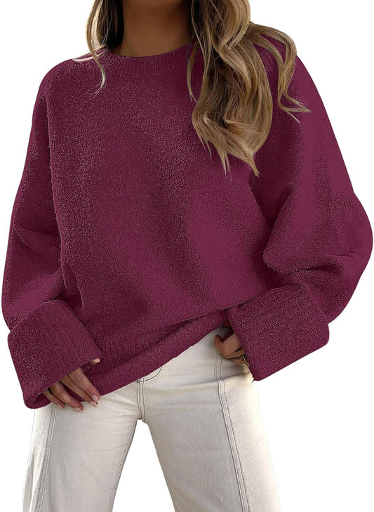 Women's Oversized Sweaters Fuzzy Chunky Warm Pullover Sweater
